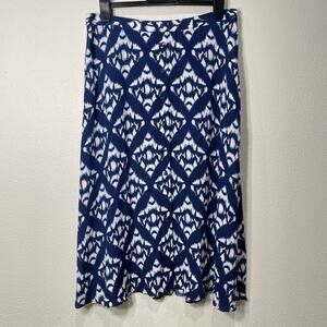 Talbots Plus NWT Blue Print Lightweight Button Front Midi Skirt Coastal Beach 16